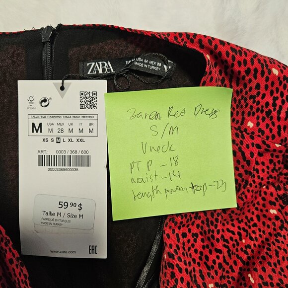 NWT ZARA Mini Dress in red print size m - Picture 10 of 16
